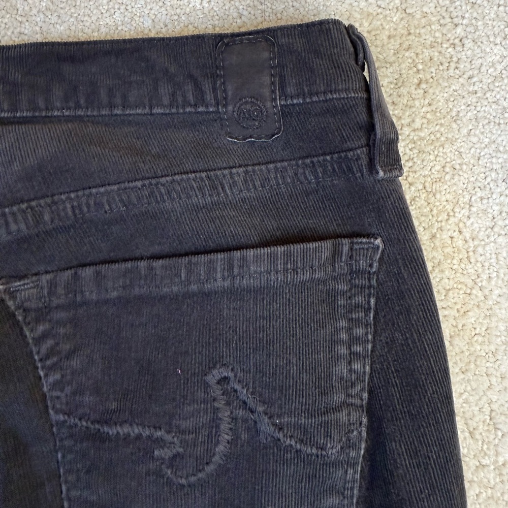 AG Adriano Goldschmied Black Charcoal Velvet Corduroy Straight Leg Pants Size 25 - Picture 13 of 16